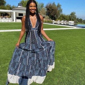 Ulla Johnson Mirai Shibori Patchwork Gown in Twilight Blue 2